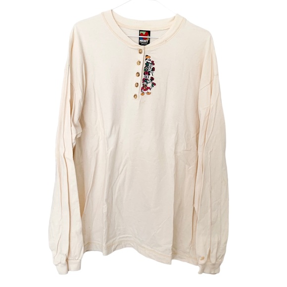 Vintage 90s Disney Mickey Mouse Embroidered long Sleeve Button Up Shirt size XL - Picture 1 of 6